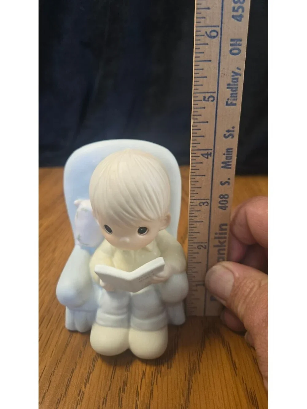 Precious Moments 'The Story of God's Love' Figurine Boy Reading in Armchair